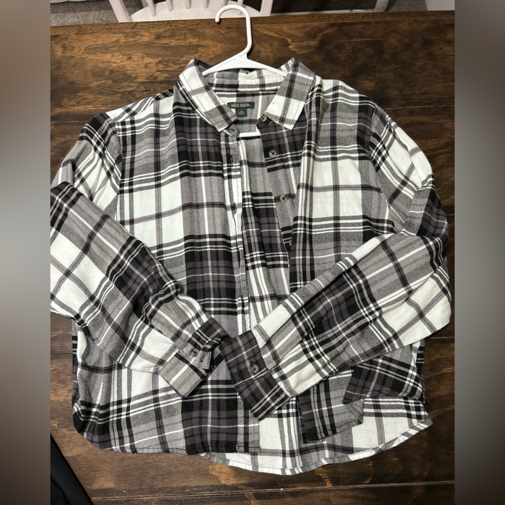 wild fable Black & White Plaid Button-Down Shirt